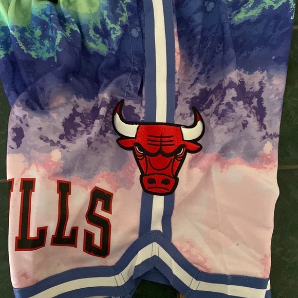 Multi Color Tie Die Bulls Shorts - Picture 2 of 6
